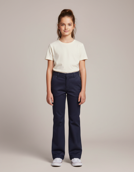 Pantalon Chino Marine Coupe Droite Enfant Décontracté Coton