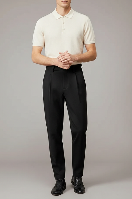 Pantalon Chino Noir Droit Homme Élégant - Gabardine