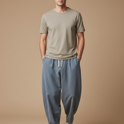 Pantalon Chino Bleu Côtelé Ample Cordon Homme - Cordé