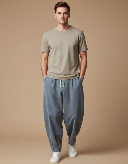 Pantalon Chino Bleu Côtelé Ample Cordon Homme - Cordé