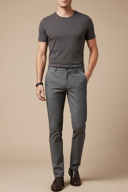Pantalon Chino Gris Slim Coton Stretch Homme