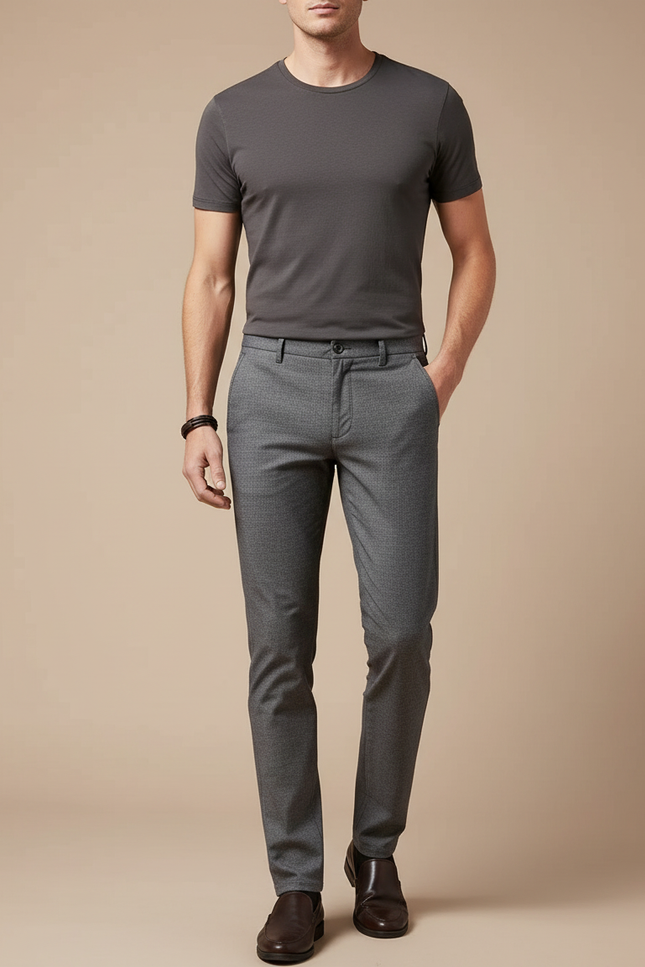 Pantalon Chino Gris Slim Coton Stretch Homme