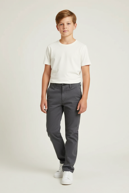 Pantalon Chino Gris Coton Décontracté Enfant