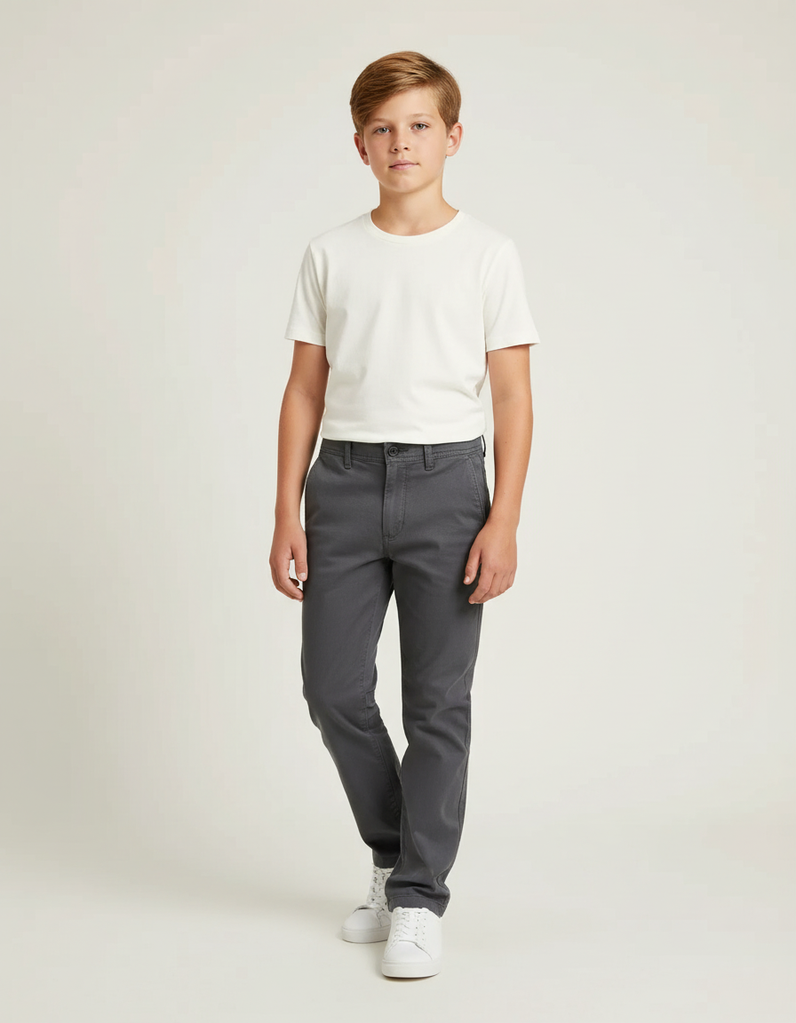 Pantalon Chino Gris Coton Décontracté Enfant