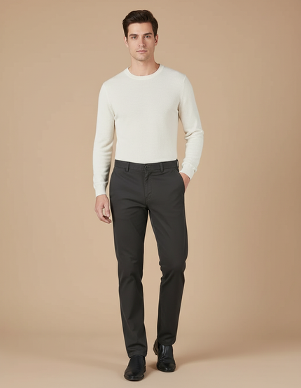 Pantalon Chino Gris Anthracite Coton Coupe Droite Homme