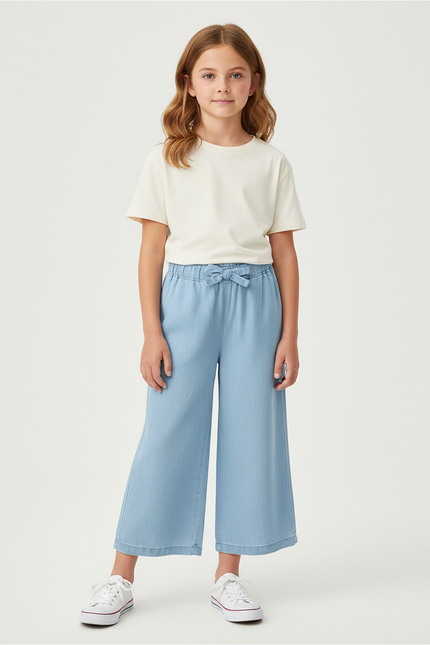 Pantalon Chino Bleu Clair Ample Léger Enfant Décontracté - Jean