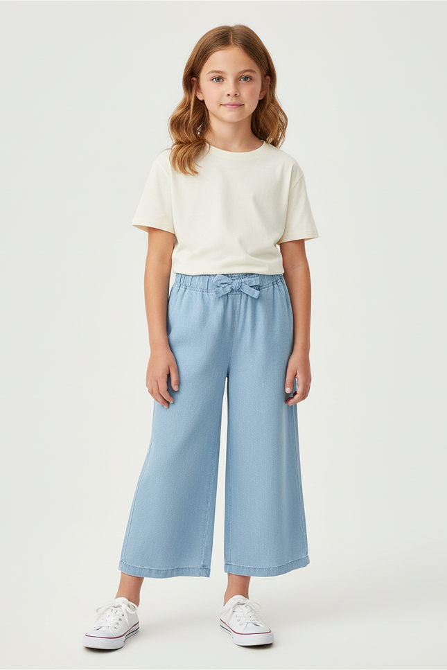 Pantalon Chino Bleu Clair Ample Léger Enfant Décontracté - Jean