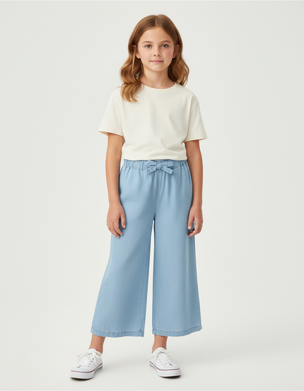 Pantalon Chino Bleu Clair Ample Léger Enfant Décontracté - Jean