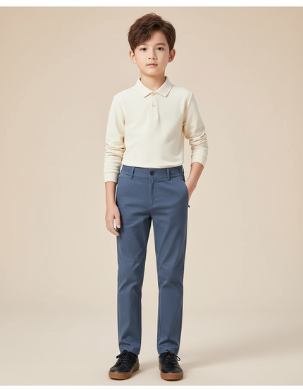 Pantalon Chino Bleu Coton Droit Confortable Garçon