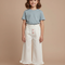 Pantalon Chino Écru Large Froncé Fille Boutons - Blanc Jean