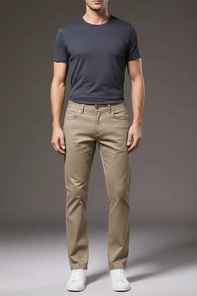 Pantalon Chino Beige Coton Slim Stretch Homme
