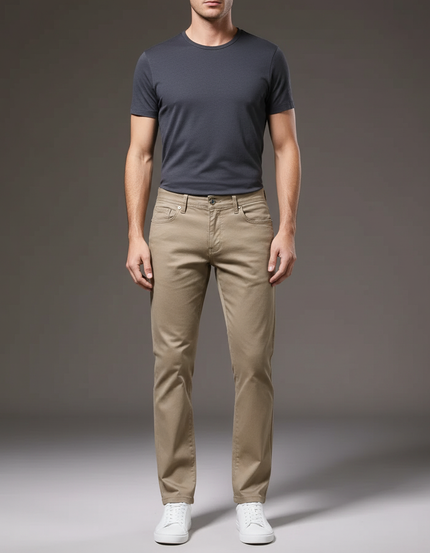 Pantalon Chino Beige Coton Slim Stretch Homme