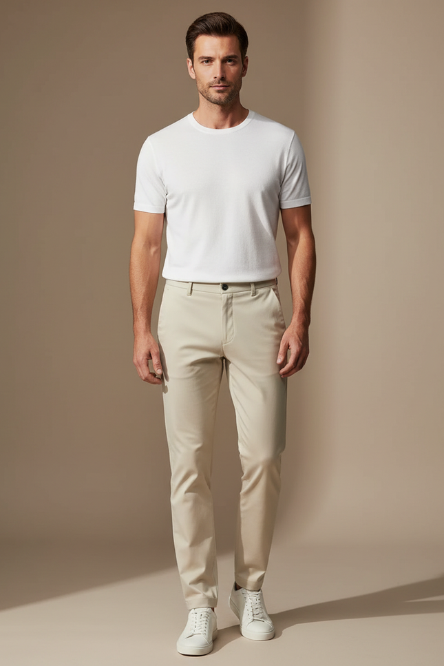 Pantalon Chino Extensible - Beige Gabardine
