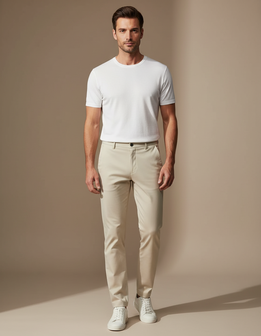 Pantalon Chino Extensible - Beige Gabardine