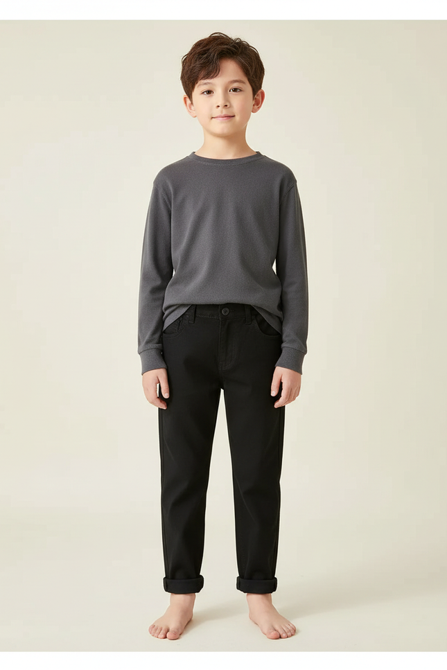 Pantalon Chino Noir Coton Slim Enfant Garçon
