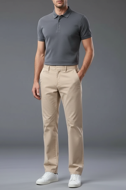 Pantalon Chino Homme Elasthane - Beige Coton