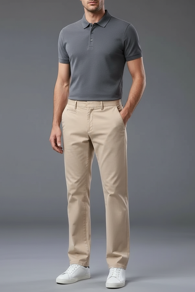 Pantalon Chino Homme Elasthane - Beige Coton