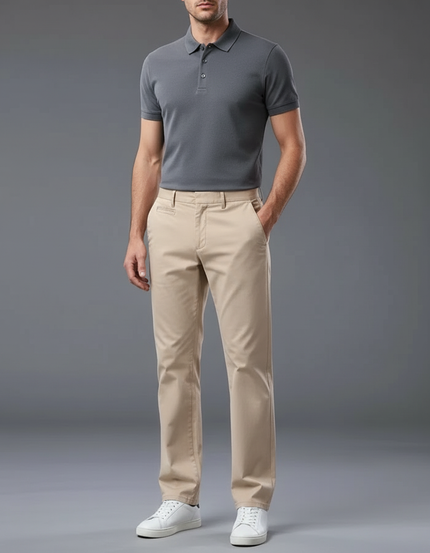 Pantalon Chino Homme Elasthane - Beige Coton
