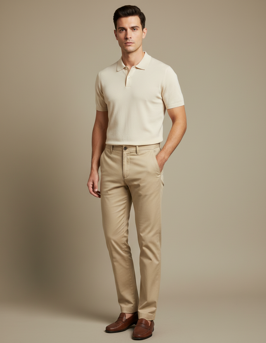 Pantalon Chino Kaki Coton Décontracté Homme Slim