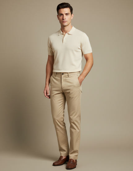 Pantalon Chino Kaki Coton Décontracté Homme Slim