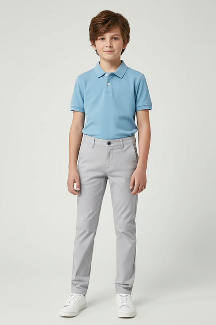 Pantalon Chino Gris Coton Stretch Enfant
