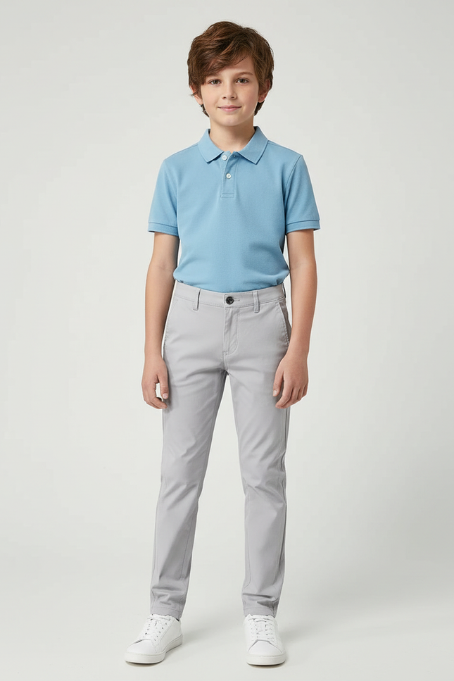 Pantalon Chino Gris Coton Stretch Enfant