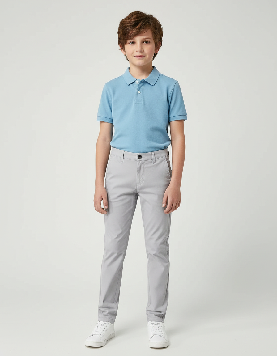 Pantalon Chino Gris Coton Stretch Enfant