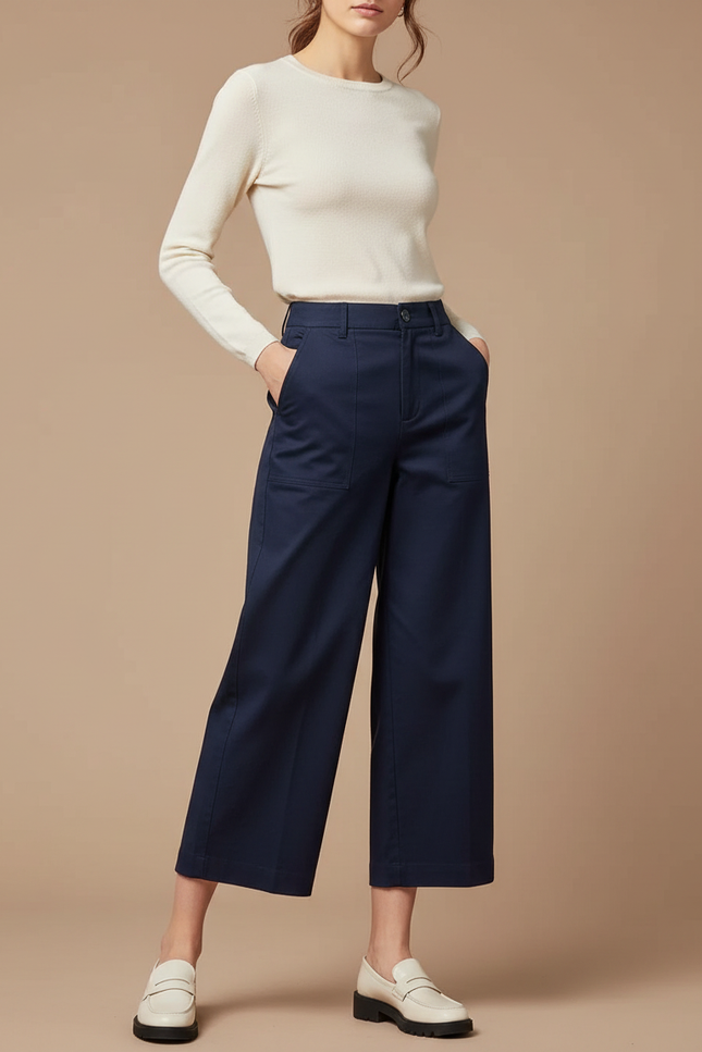 Pantalon Chino Femme Bleu - Marine Gabardine