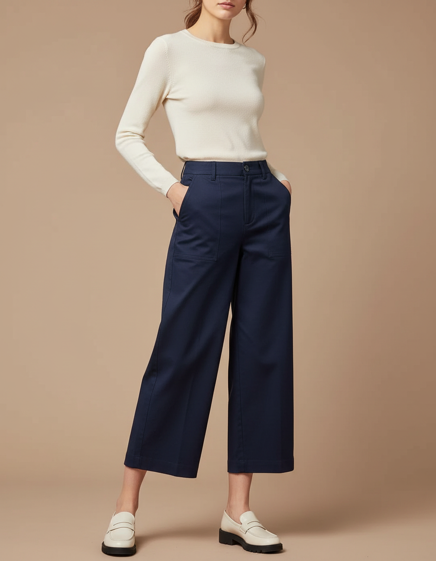 Pantalon Chino Femme Bleu - Marine Gabardine