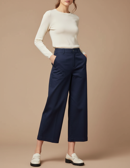 Pantalon Chino Femme Bleu - Marine Gabardine