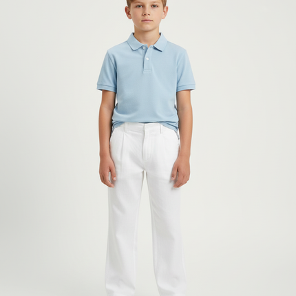 Pantalon Chino Garçon Blanc Large - Lin