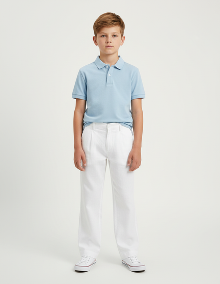 Pantalon Chino Garçon Blanc Large - Lin