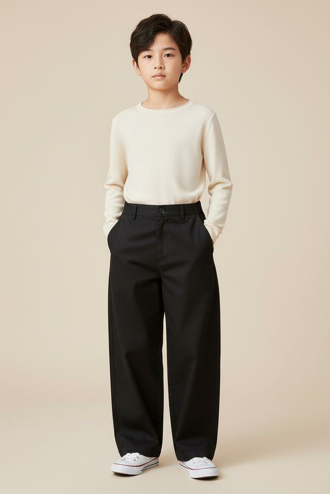 Pantalon Chino Noir Ample Coton Enfant