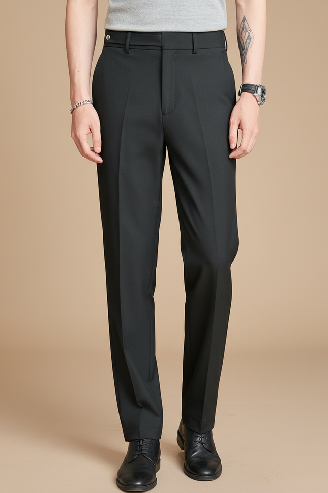 Pantalon Chino Noir Homme Droit Élégant Business - Gabardine