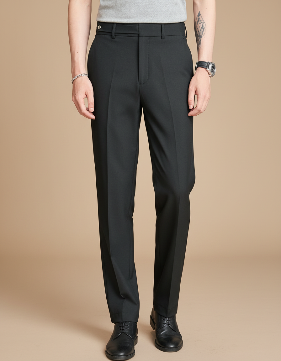 Pantalon Chino Noir Homme Droit Élégant Business - Gabardine