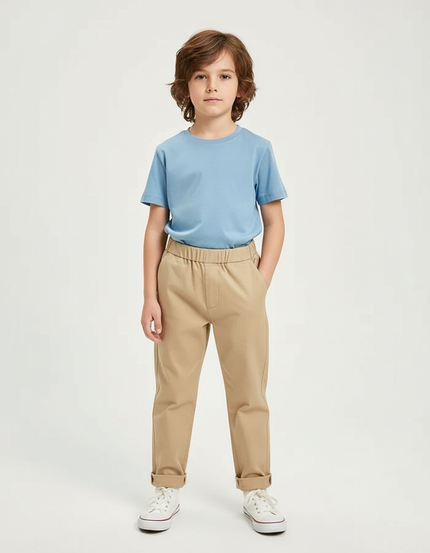 Pantalon Chino Beige Décontracté Coton Garçon