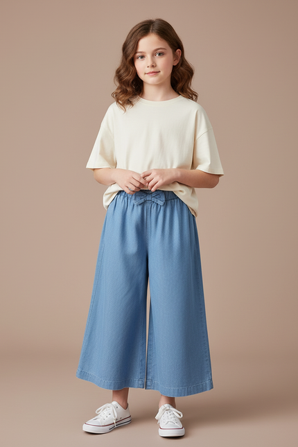 Pantalon Chino Bleu Denim Ample Léger Enfant - Jean