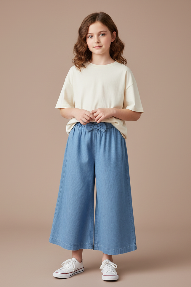 Pantalon Chino Bleu Denim Ample Léger Enfant - Jean
