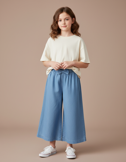 Pantalon Chino Bleu Denim Ample Léger Enfant - Jean