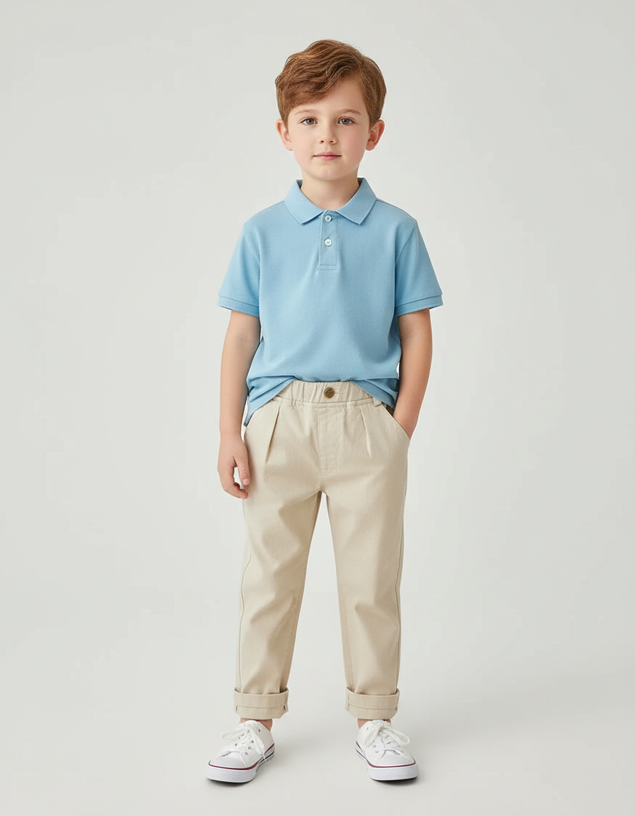 Pantalon Chino Beige Coton Décontracté Enfant - Gabardine