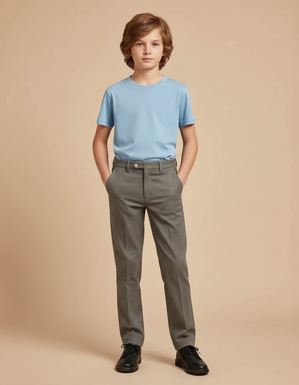 Pantalon Chino Gris Laine Coupe Droite Enfant
