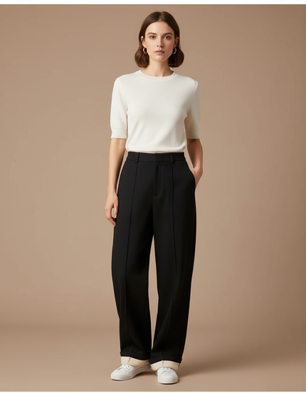 Pantalon Chino Noir Ample Fluide Hiver Chaud - Gabardine