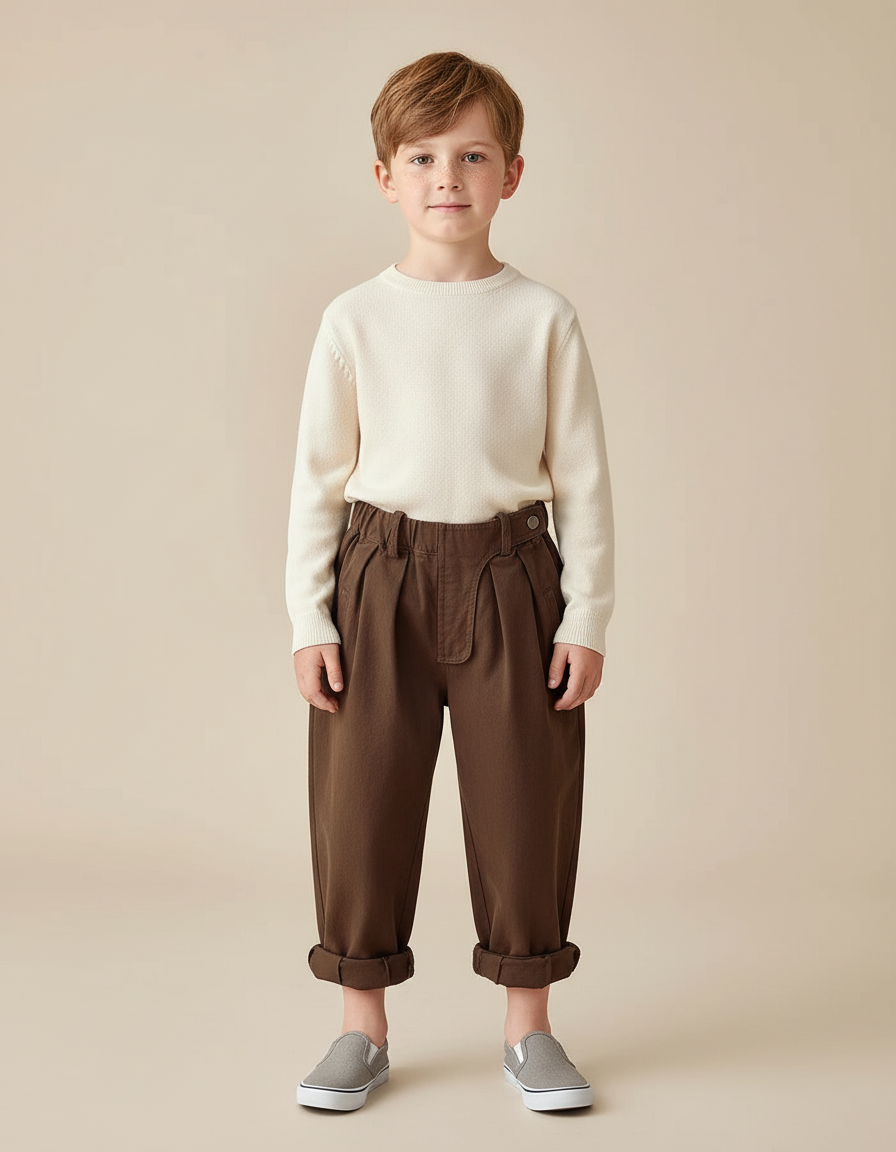 Pantalon Chino Baggy - Marron Molleton