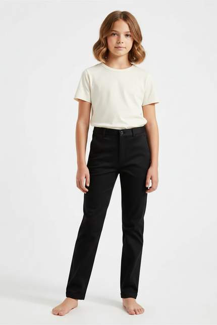 Pantalon Chino Noir Droit Classique Enfant - Gabardine