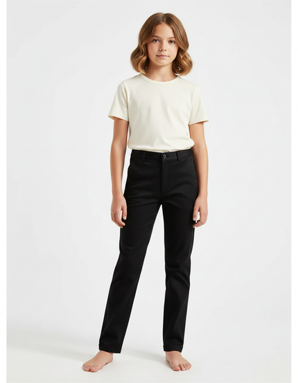 Pantalon Chino Noir Droit Classique Enfant - Gabardine