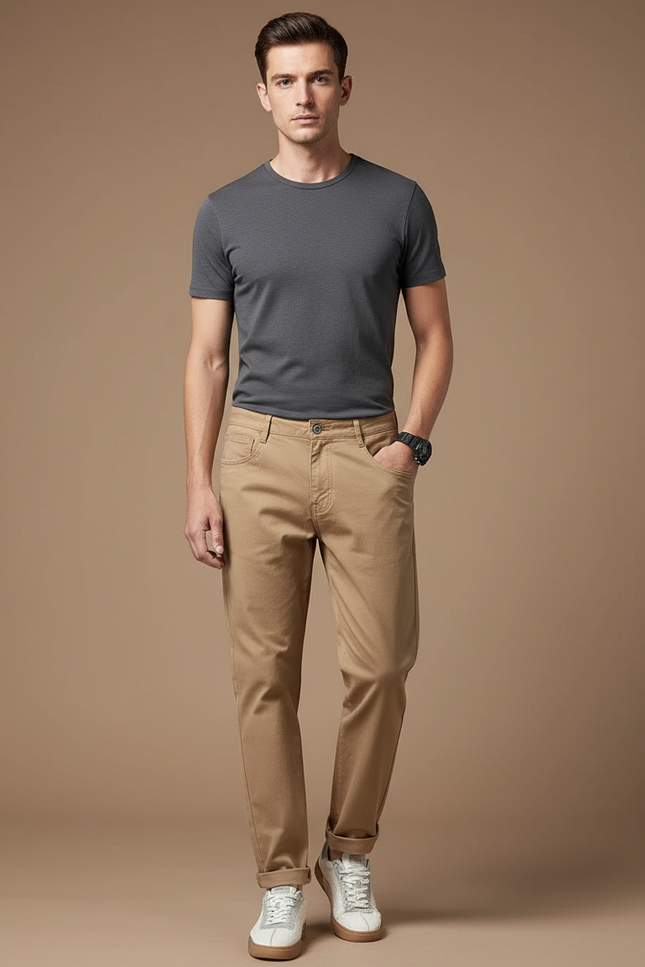 Pantalon Chino Camel Homme - Gabardine