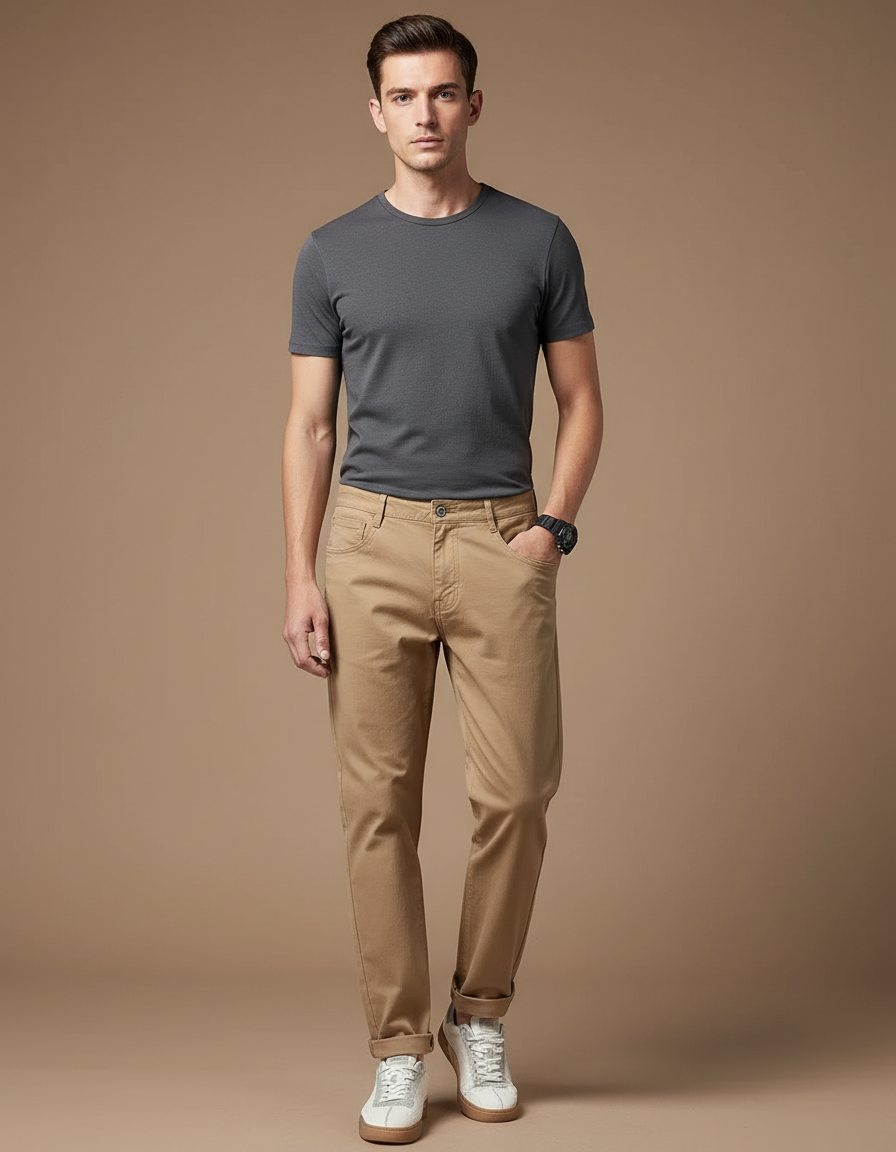 Pantalon Chino Camel Homme - Gabardine