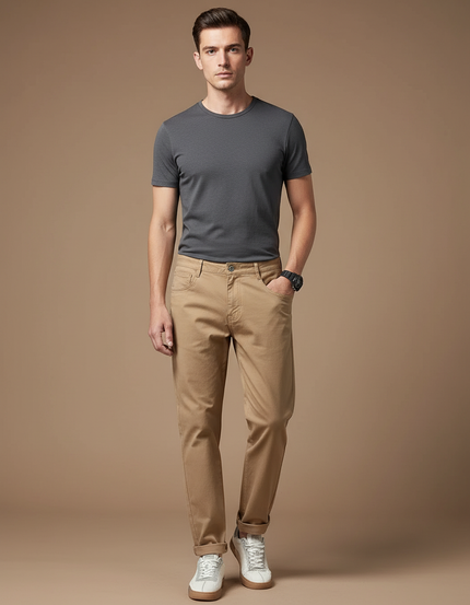 Pantalon Chino Camel Homme - Gabardine