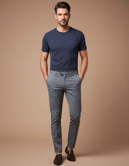 Pantalon Chino Gris Slim Coton Élégant Homme
