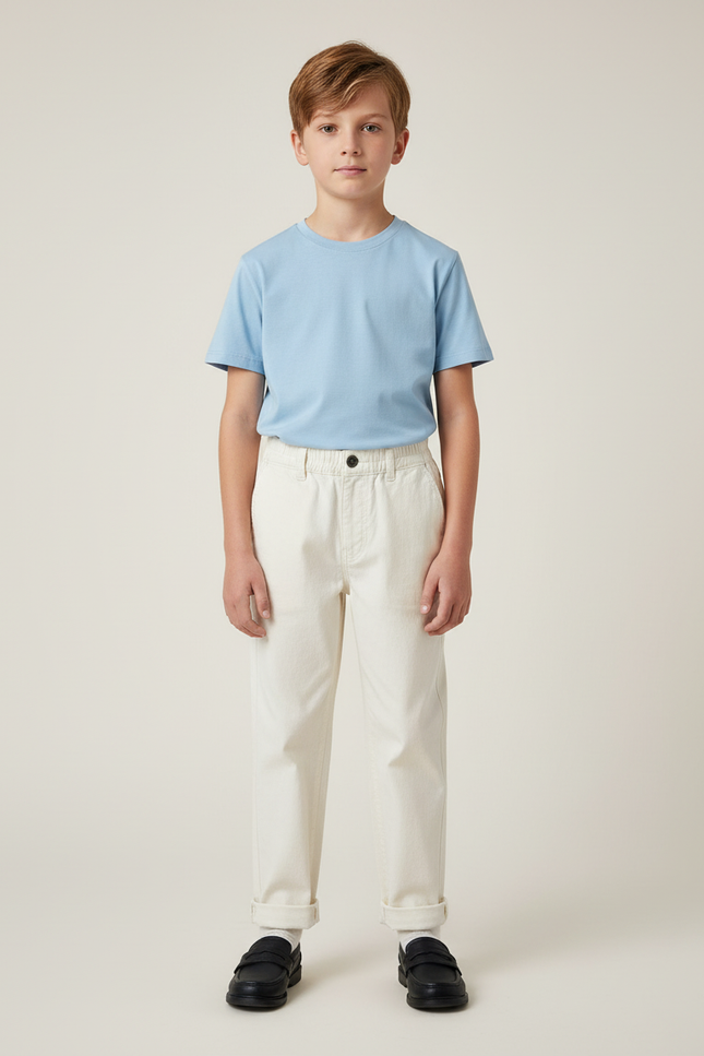 Pantalon Chino Écru Coton Droit Confortable Enfant - Beige